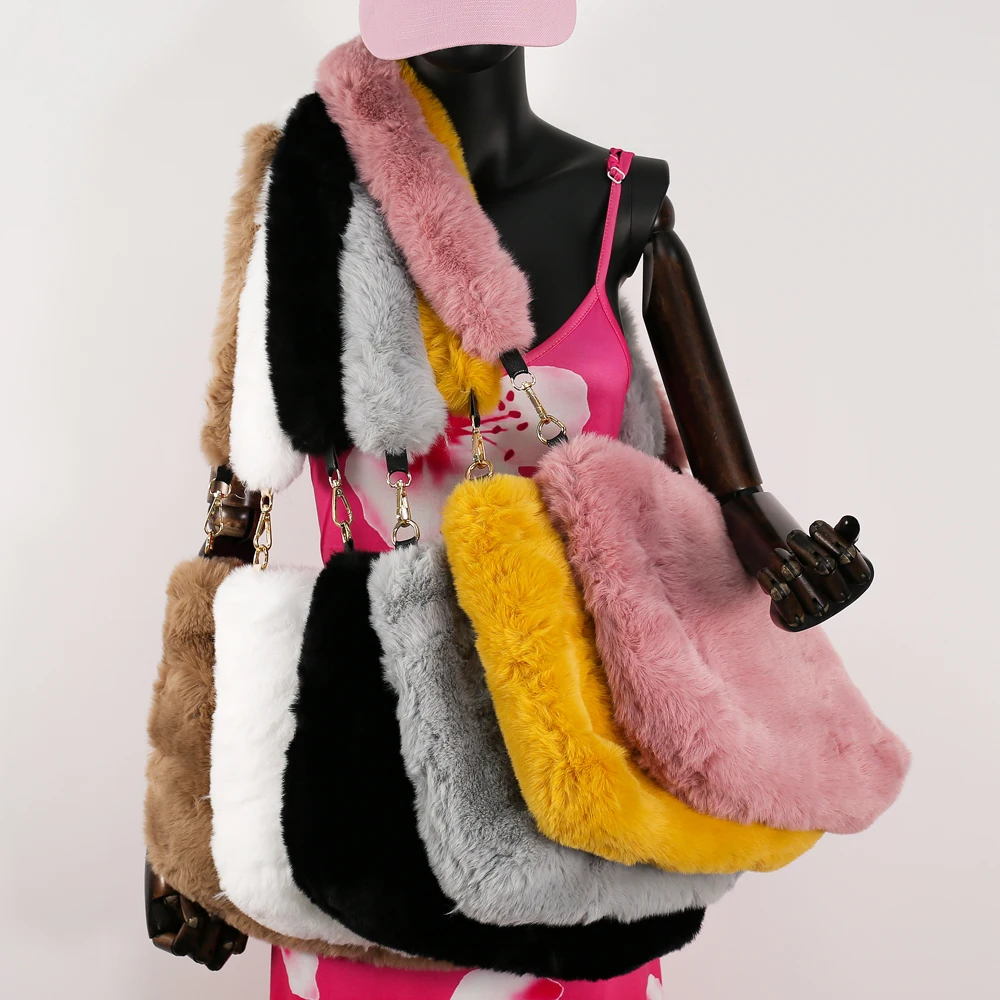

New Arrivals Autumn And Winter Fur Bag Plush Purses And Handbags Chain Crossbody Bag Women Hand bags, 6 colors