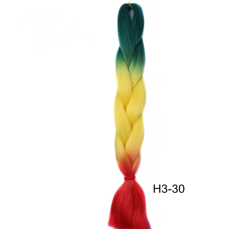 

200pcs Three Tone Ombre Jumbo Braids Crochet Synthetic Braid Hair 24inches 60cm 100g Each Solid Colors and 2T 3T 4T Colors >=50%
