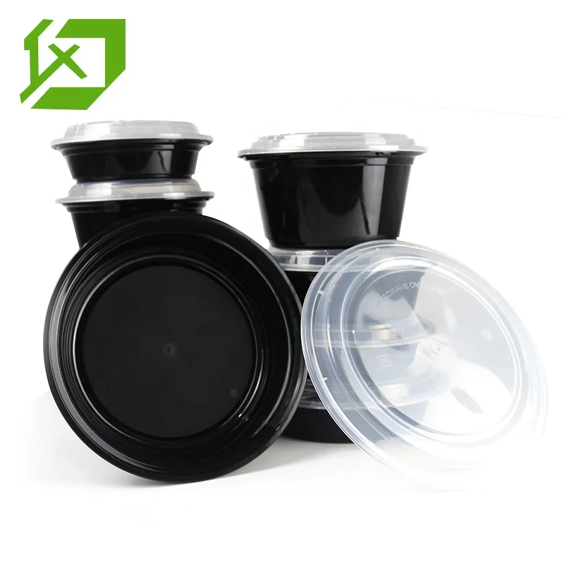 

Disposable PP food container storage takeaway food container lunch box bento box, White black clear