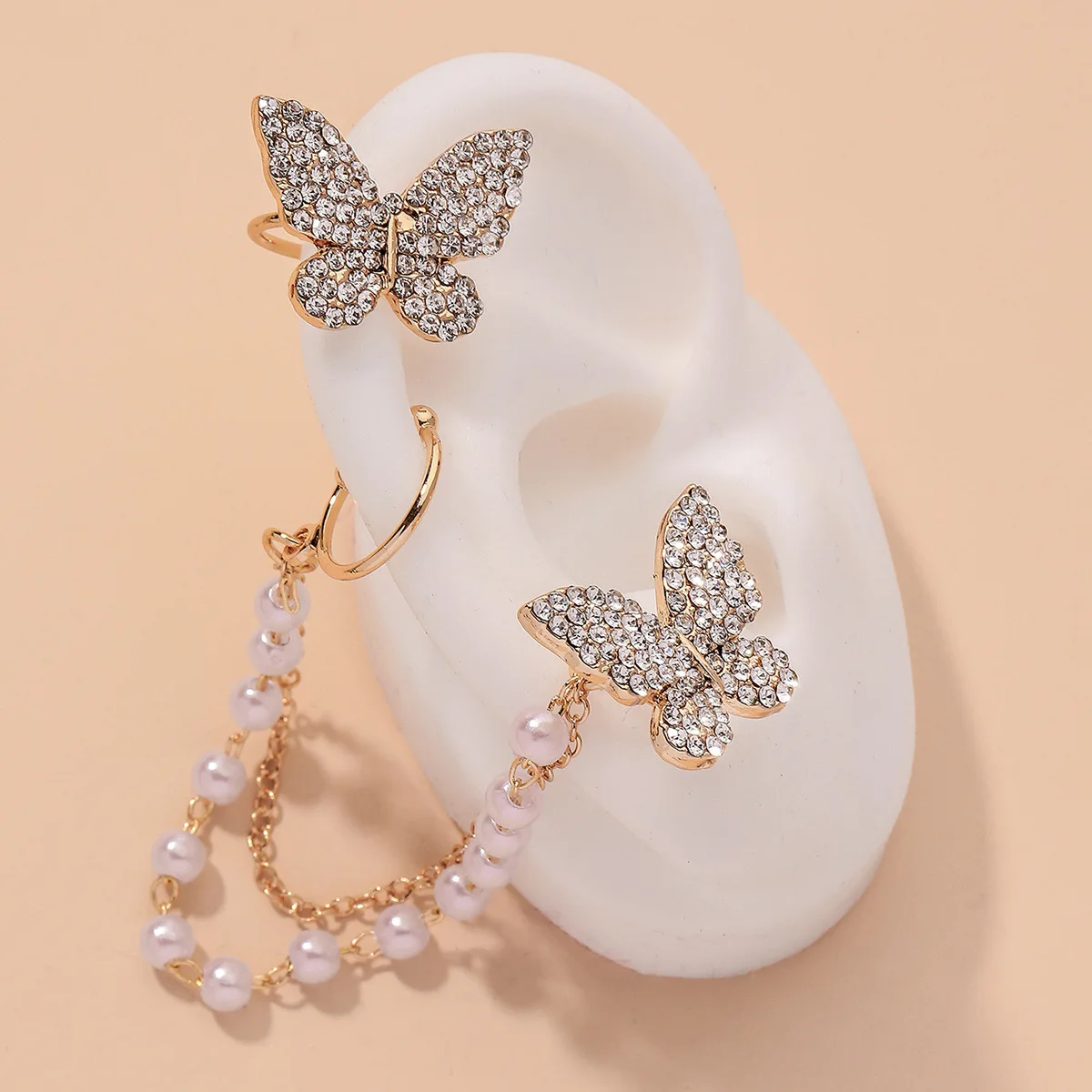 

trendy fashion ear bone clip crystal women butterfly earrings