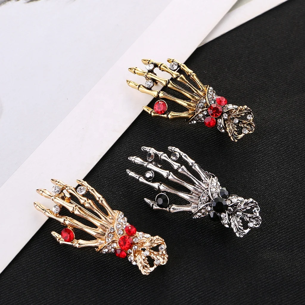 

High-End Skull Hand Diamond Suit Brooch Men's Personalized Suit Dress Corsage, Different color