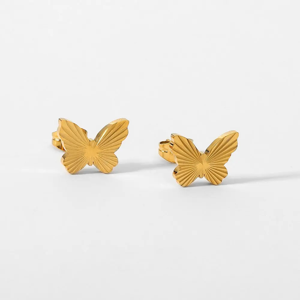 

Minimalist Stacking Gold Butterfly Stud Earrings Daily Jewelry for Women Girls Gold Plating Stainless Steel Stud Earring