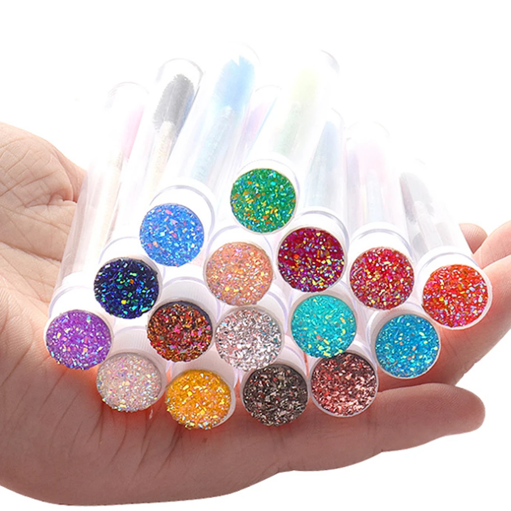 OEM fast delivery eyelash brushes logo popular reusable mascara wand tubes glitter lash brush, Customized color
