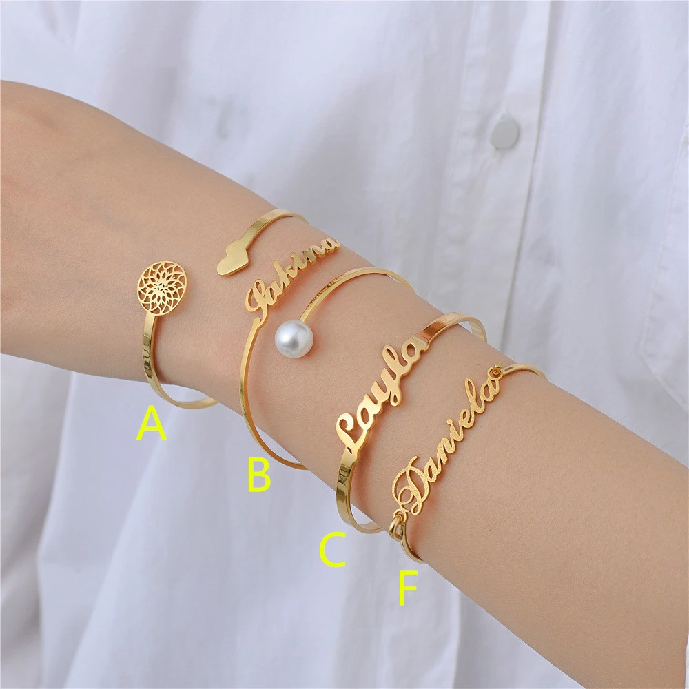 

Personalized stainless steel bracelets for women jewelry custom name bracelet, Gold, silver, rose gold