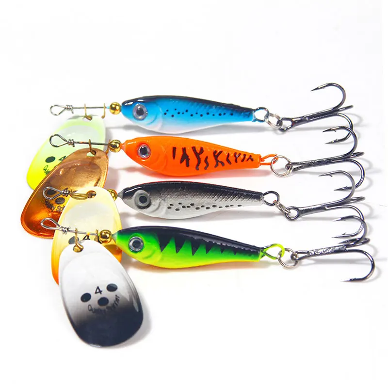 

New arrival OEM sale 11g 15g 20g Rotating Spinner Fishing Lure Spoon Sequins Metal Hard Bait Treble Hooks Wobblers Bass Pesca, 4 colors