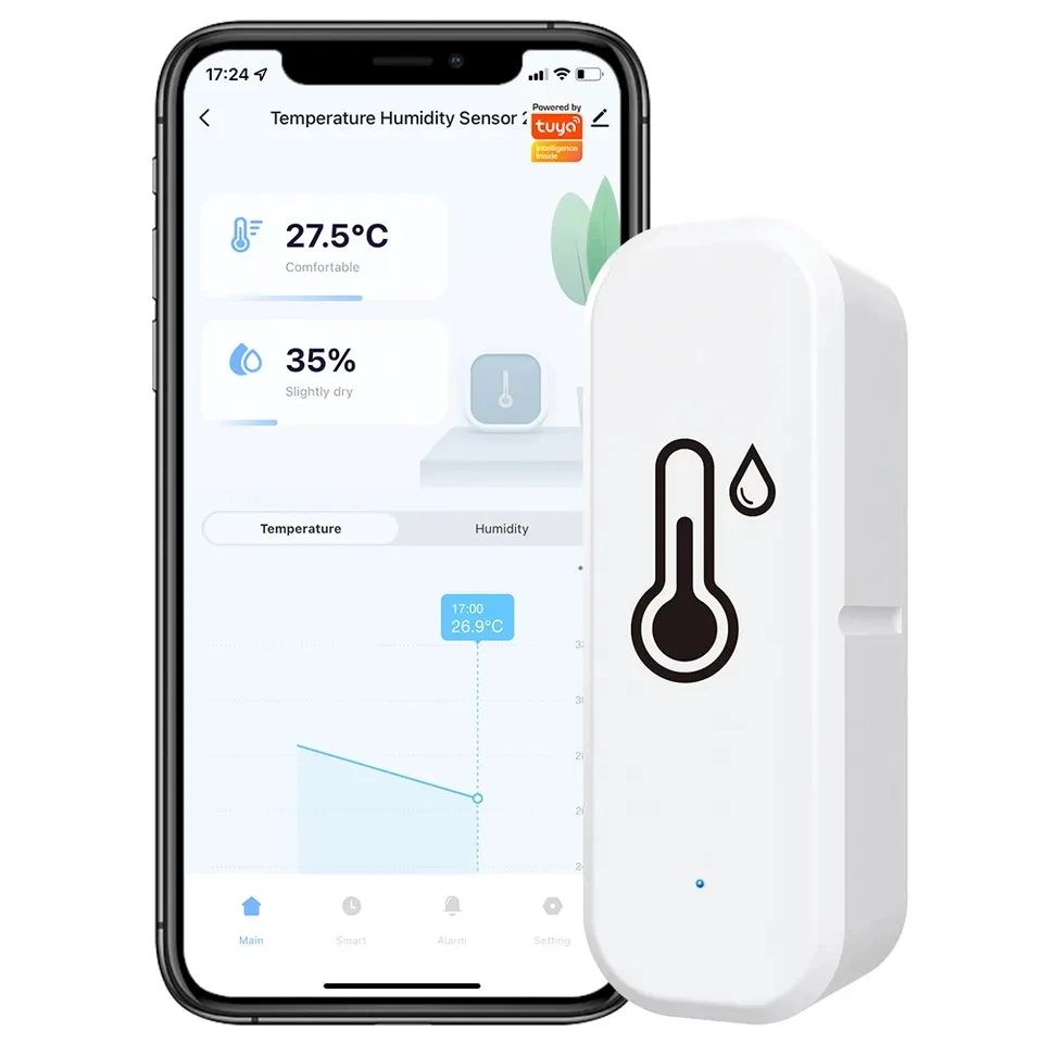

WiFi tuya Smart Voice Alarm Indoor Temperature and Humidity Sensor for Smart Home