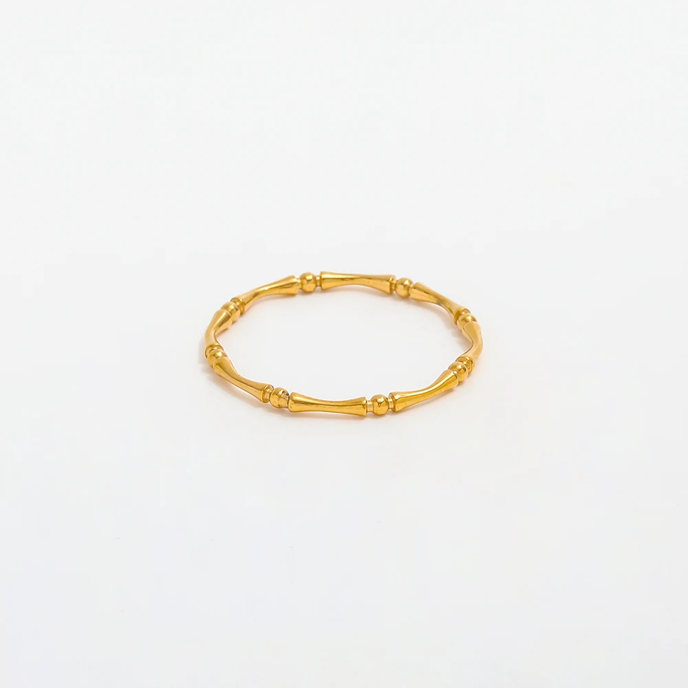 High End 18K PVD Gold Plated Bamboo Rings for Women Dainty Stainless Steel Jewelry