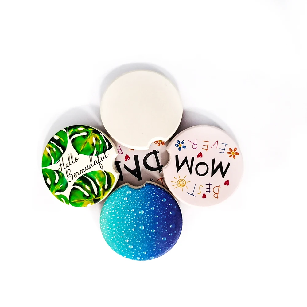

2019 wholesale sublimation Water absorbent marble cup cork blank ceramic car coaster