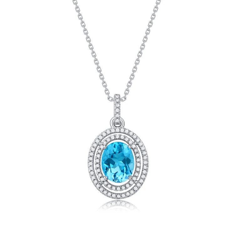 

Thriving Gems Wholesale 925 Sterling Silver Natural Blue Topaz Necklace Pendant Gemstone Jewelry Women