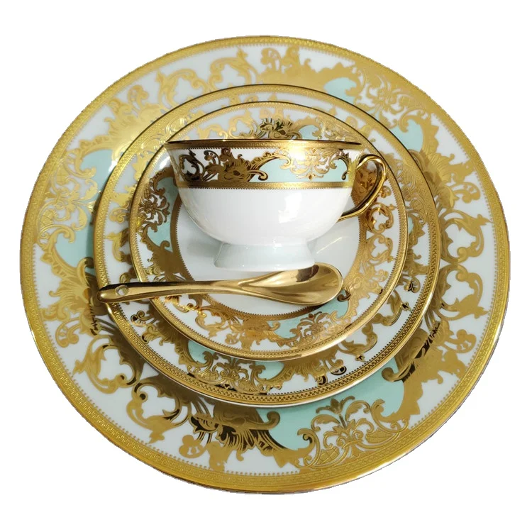 

Ceramic kitchen ware for 12 persons gold bowl nordic ceramic plate Royal dinner set plates sets dinnerware dishes