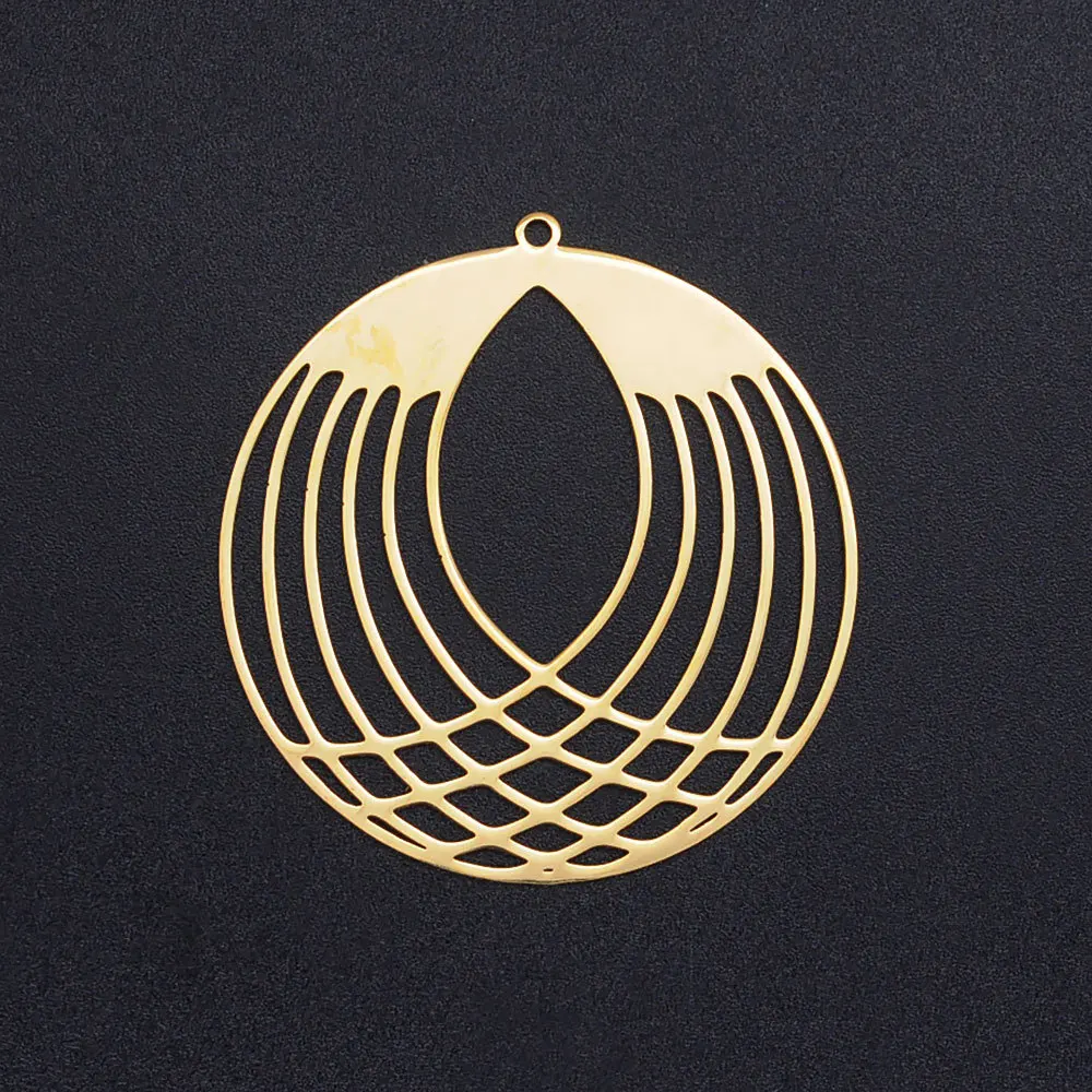 

3pcs/bag Plating Gold Round Hollowed Out Pendant Stainless Steel Geometry Circular Jewelry Accessories