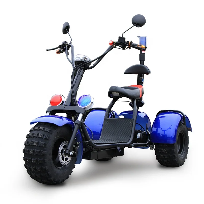 Netherlands Warehouse EEC COC 3 Wheel Citycoco Scooter 2000W ATV Trike Motorcycle 2x20A Battery with Fat Tire Scooters, Black