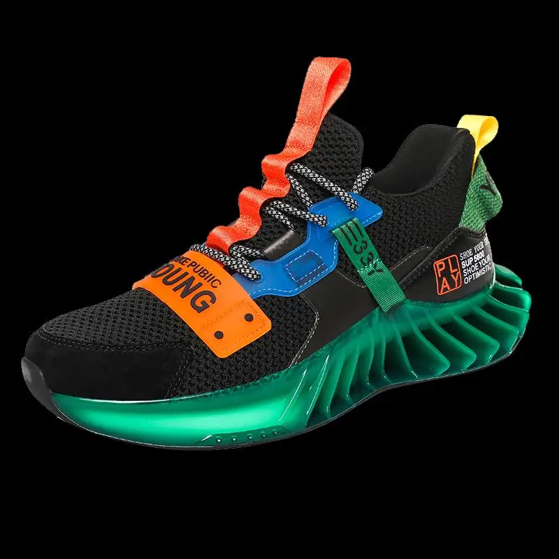 

Men's and women sneakers shoes light reflective lace chunky sneakers new design blade outsole men casual shoes