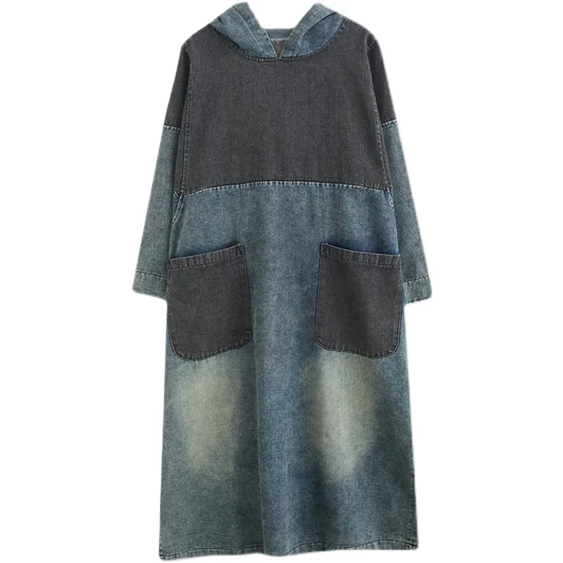 Boutique Wholesale 2026 Spring New Art Retro Hooded Cowboy Slimming Versatile Women's Dress