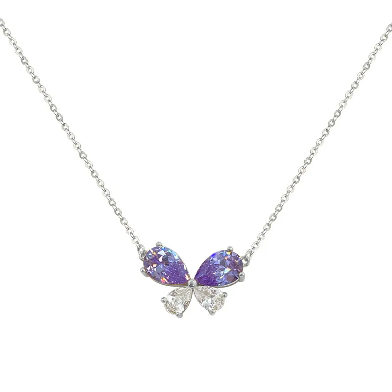 Gold-Plated Link Chain Niche Temperament Sweater Chain Featuring Diamond Party Butterfly Zircon Necklace S925 Silver