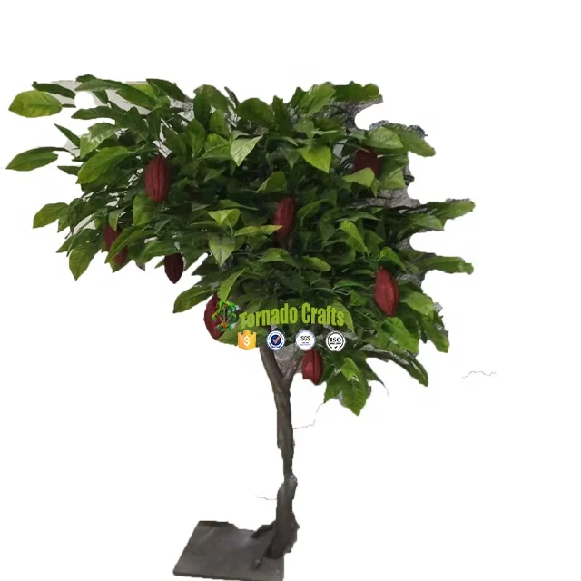 

2019 Hot sale Handmade Real touch fruit artificial cacao tree for sale, Green