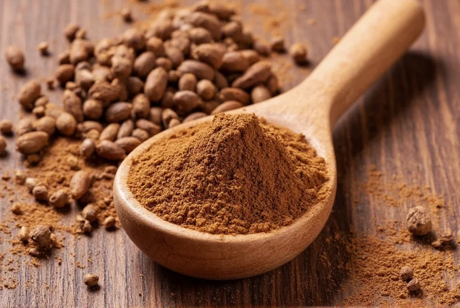 Homemade clove powder being ground in a spice grinder