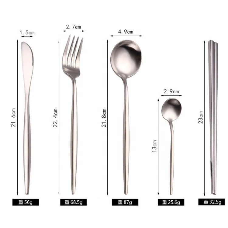
4pcs/5pcs Matte Black Gold Flatware Set 304 Stainless Steel Cutlery Set Knife Fork Spoon and Chopsticks Dinnerware Silverware 