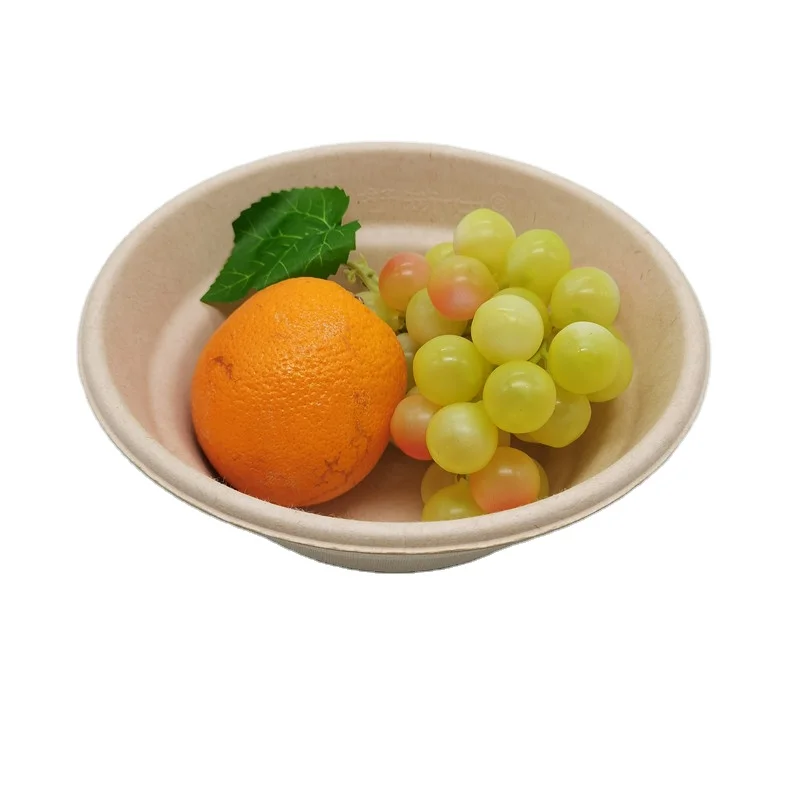 

Disposable compostable restaurant sugarcane bagasse food bowl for salad hot soup ramen, White or natural