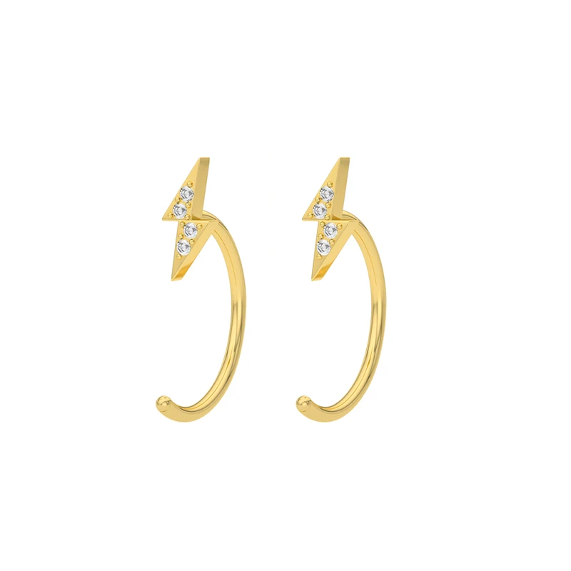 

Koako designer 2021 New S925 sterling silver fashion colored diamond light luxury lightning polygon earrings
