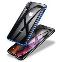 

360 Double Side Glass Magnetic Case with Metal Frame for iphone x xs xr xs max