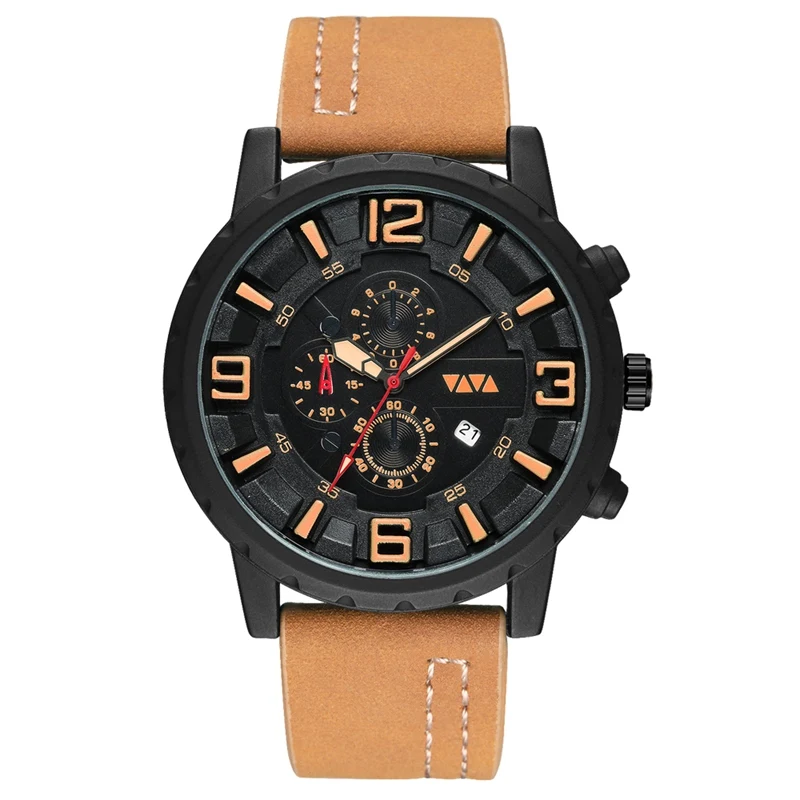 

Men's Sports Quartz Watches Large Dial with Calendar Men's Business Casual Watches, 3 colors