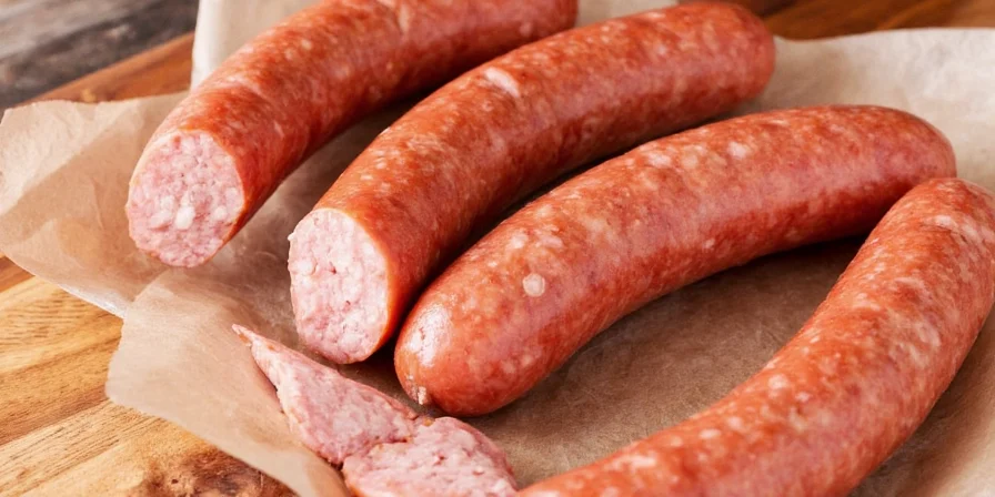 Homemade pork sausage on grill