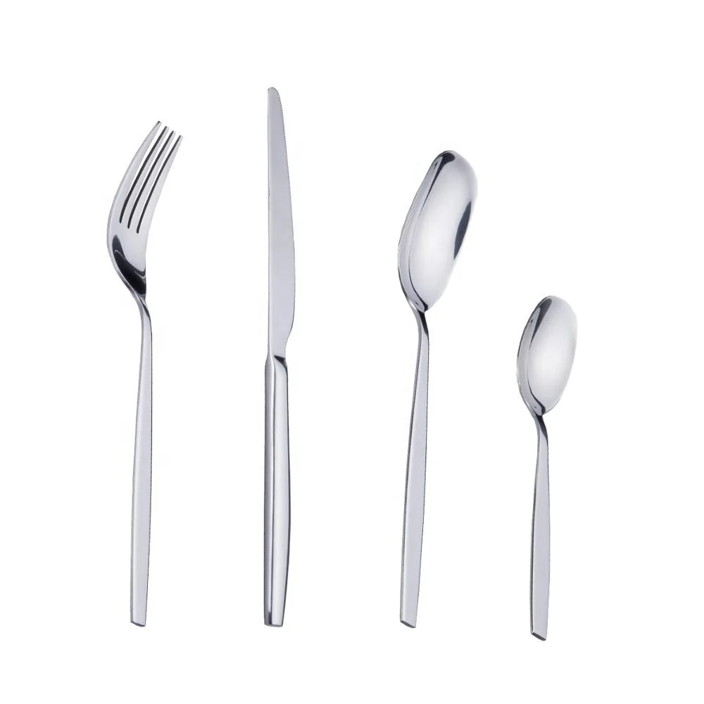 

Stainless Steel 4 pcs Cutlery Set Wholesale Flatware Silverware Set with Square Handle, Sliver