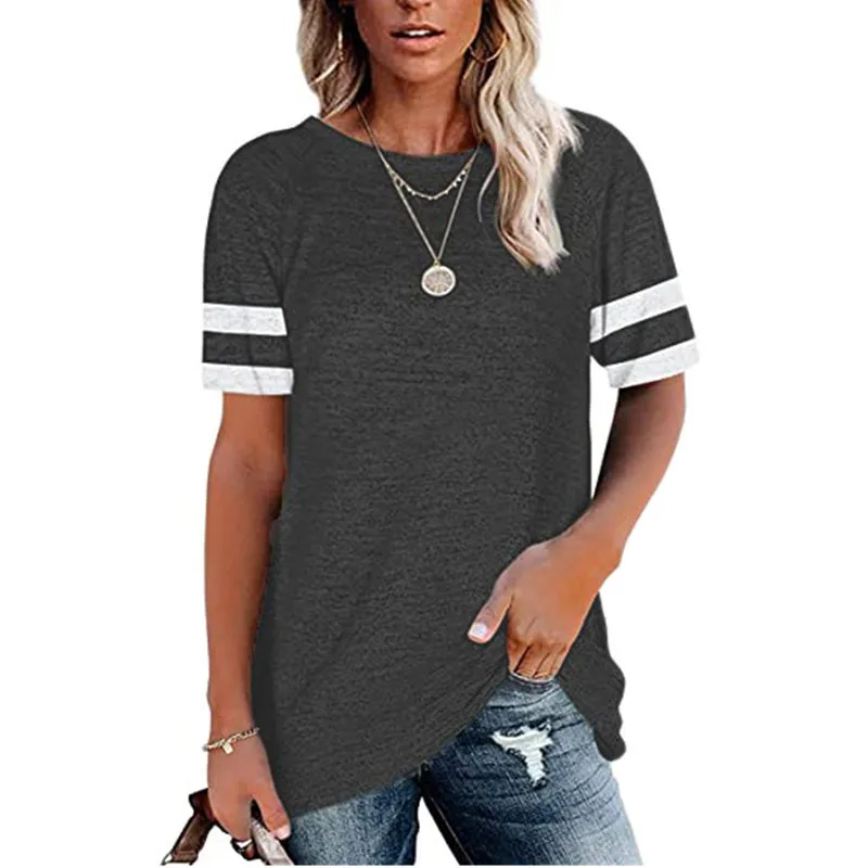

Wholesale Custom logo Summer loose fit crew Neck Short Sleeve Cotton Women T Shirt