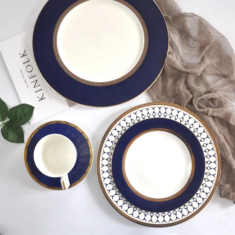 

Hot sale factory direct wholesale ceramic dinner plate with gold rim
