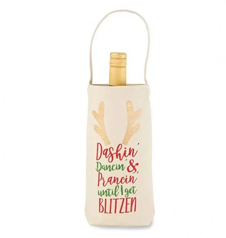 Canvas Christmas Wine Bottle Bag