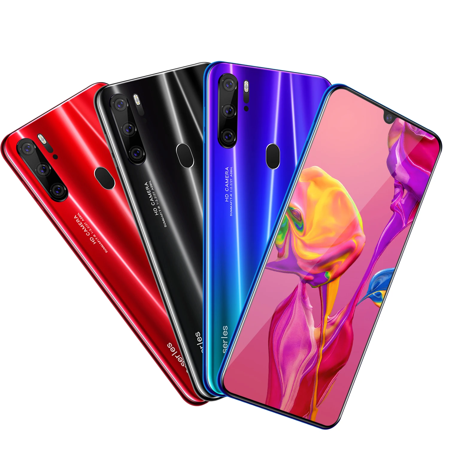 

P35pro wholesale cheap smart phone android 9.1 mobile phone 6.3" drop screen face id fingerprint id Factory Outlet oem