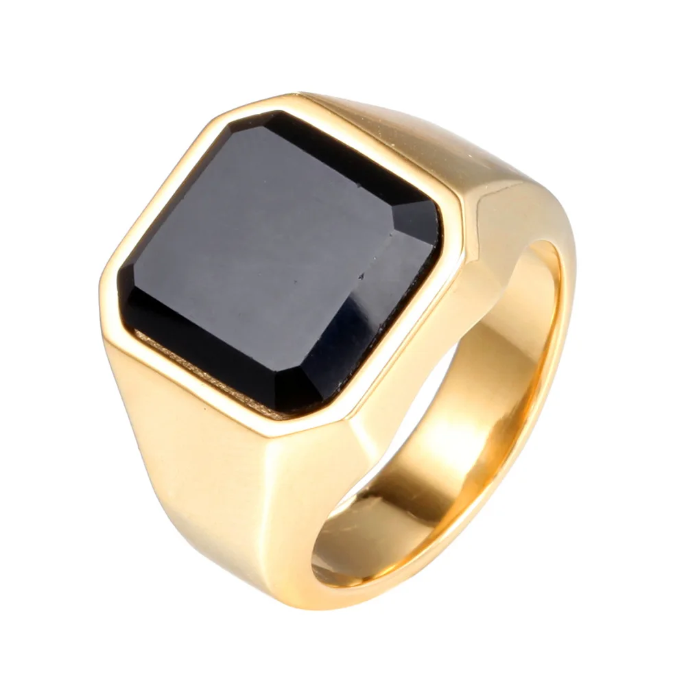 Fahion Jewelry Vintage Men's Personalized Titanium Steel Gem Ring