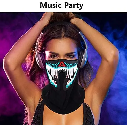 

halloween mask LED party funny masks glowing in dark voice activated light up party masks