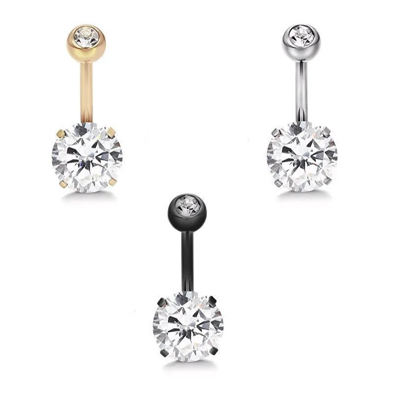 

New style zircon belly button nail double head belly button ring jewelry medical stainless steel belly button nail jewelry