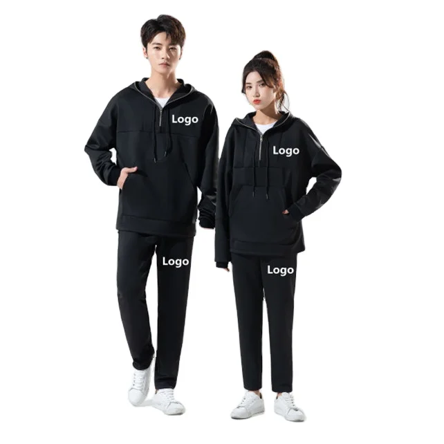 

High-quality Men's Autumn Sports suit Men's Oversized half zipper hoodie Outdoor solid color hoodie men's hoodies with pant