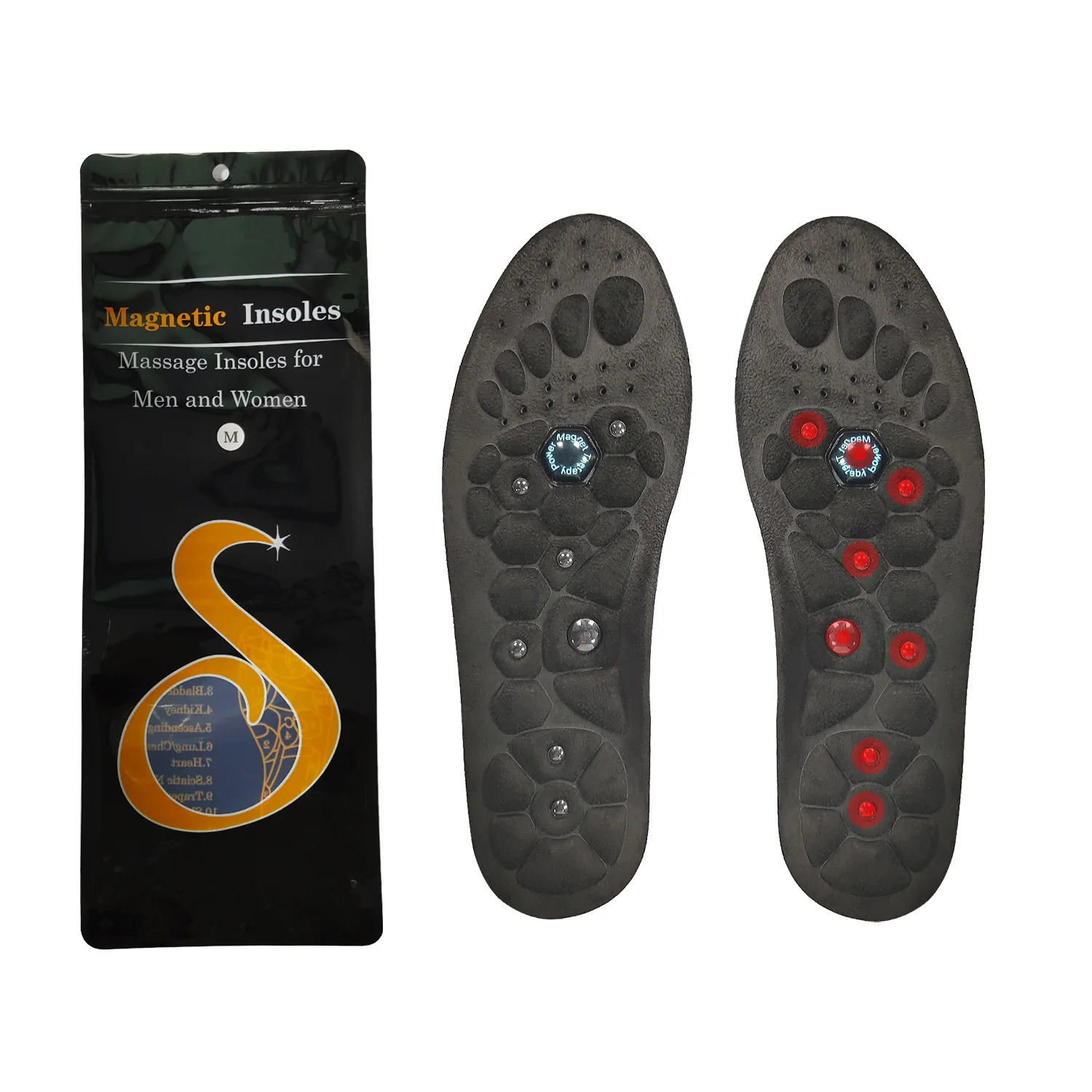 

Energinox Breathable Foot Orthotics Acupuncture Magnetic Shoe Insoles for Plantar Fasciitis Pain Relief, Black