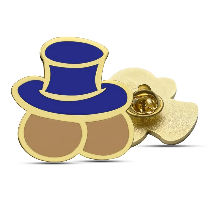 

New Black Blue Hat Shape Design Custom Lapel Pins For Clothes Hard Enamel Metal Craft