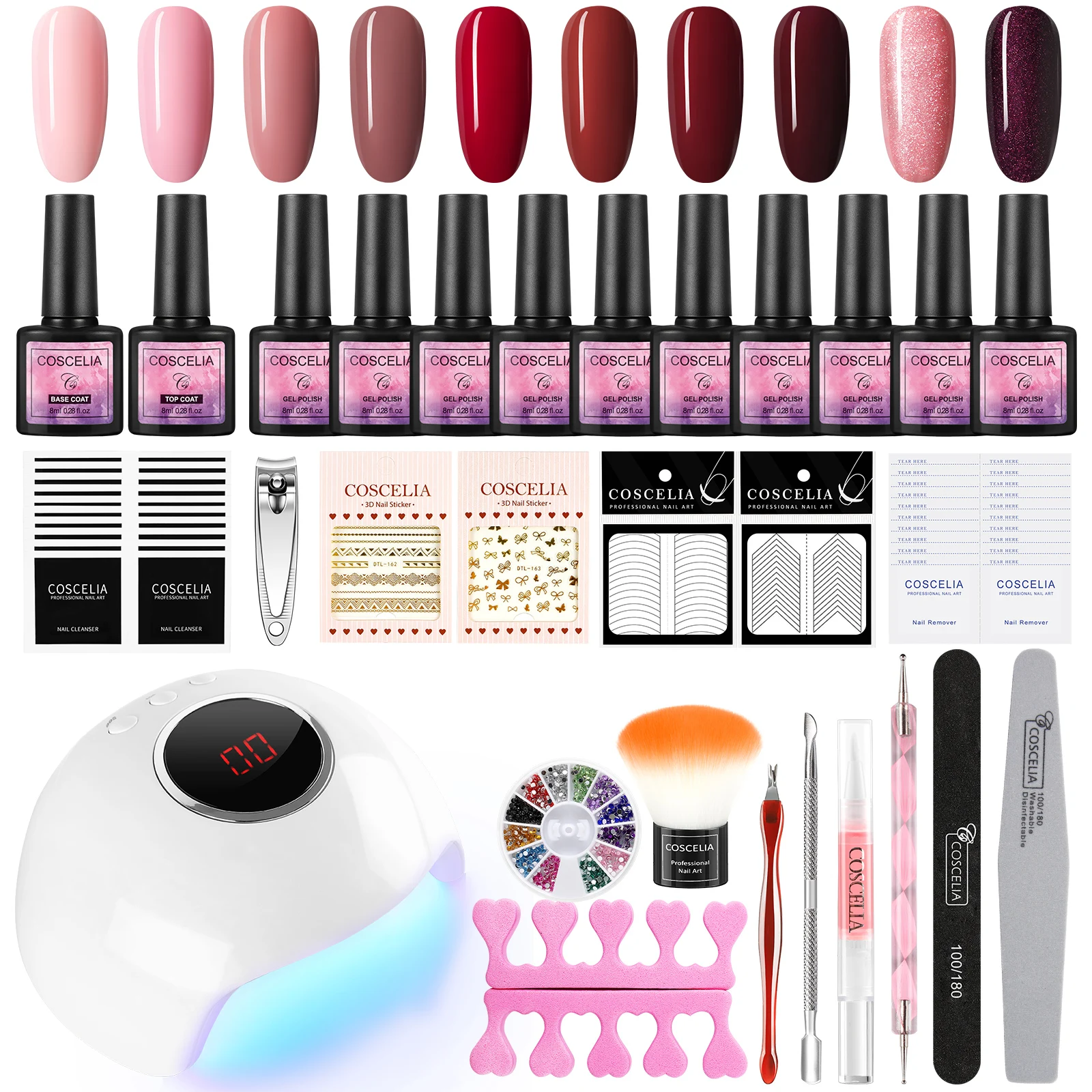 

COSCELIA High Quality UV Lamp 10pcs Nail Polish Color Nail Products 2021 New Set, 10 colors