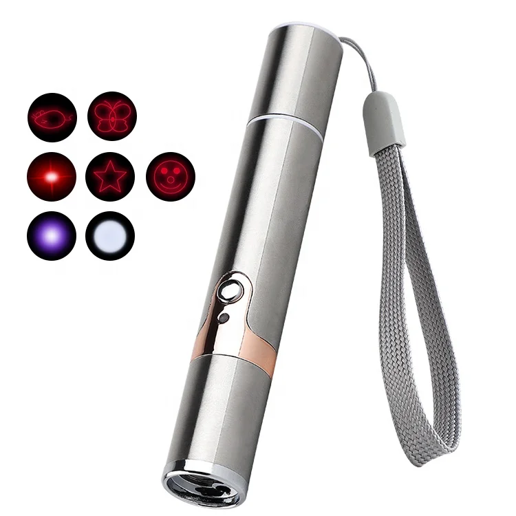 

New 3 in 1 Red Lazer White Led UV Light Torch USB Rechargeable Flashlight Pen Pet Toy Cat Laser Pointer