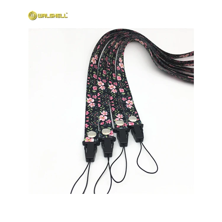 

2019 newest high quality floral printed anti-fall polyester lanyard, mobile phone strap, Various colors