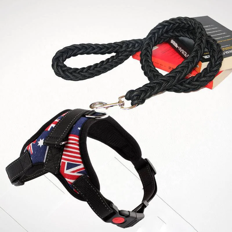 

No Pull Adjustable Dog Strap Harness Medium Reflective Leash With Soft Handle Breathable Dog Collar and Leash Set