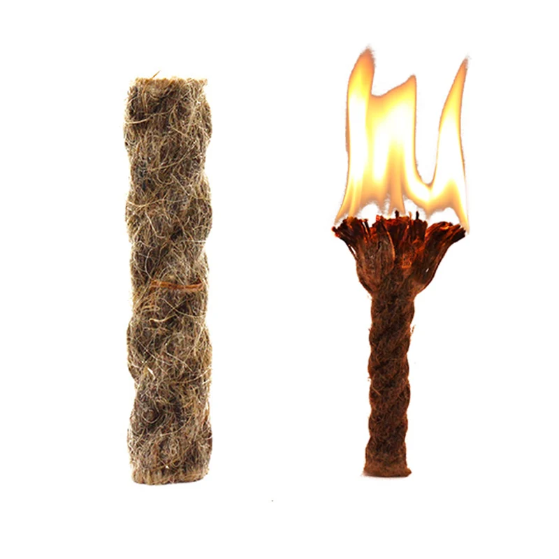 

4inch Bushcraft Natural Quick Wick Tinder Wax Infused Jute Fire Starter Rope