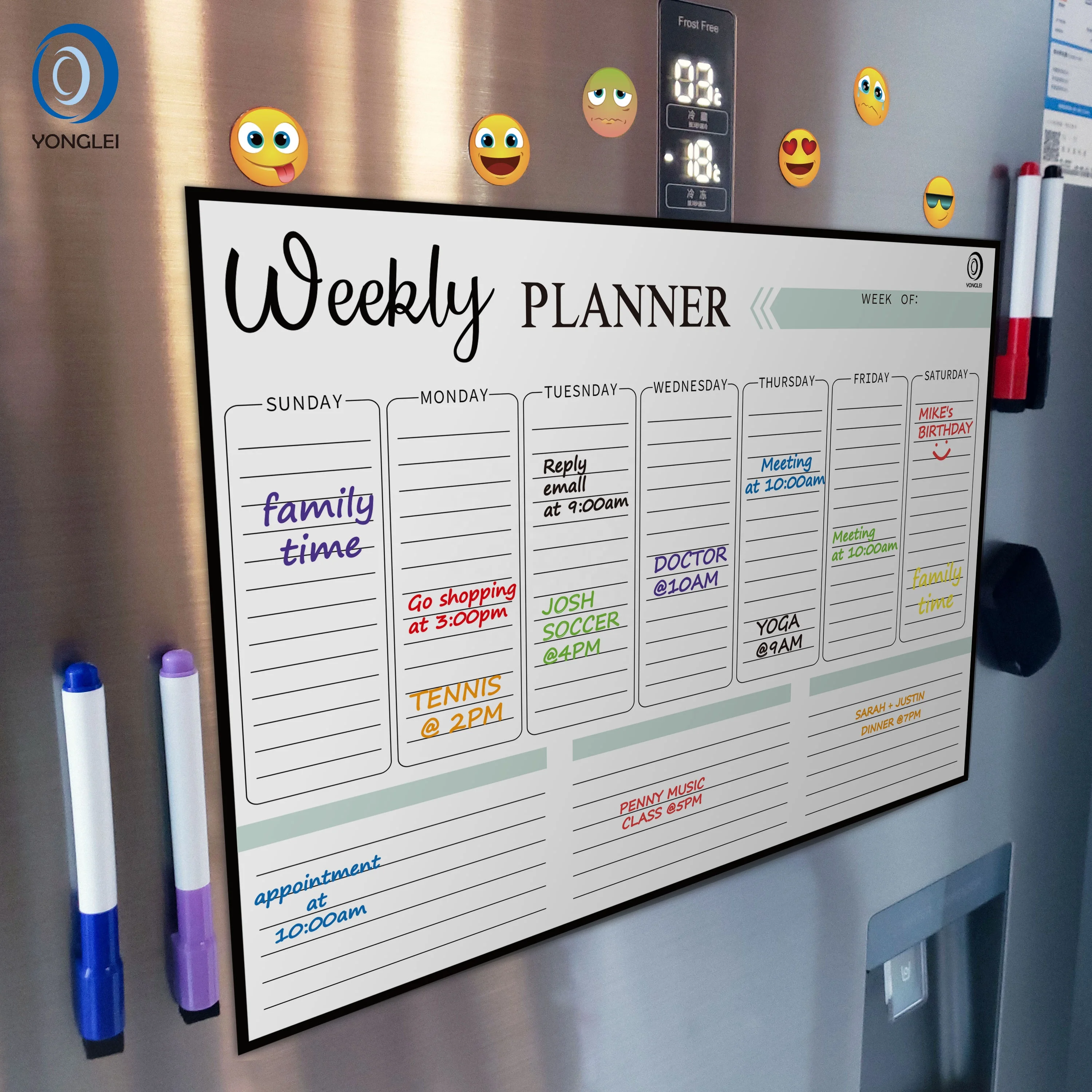 
11.8-3A1 Fridge Magnetic Board Refrigerator Magnet Memo Board Whiteboard Weekly Planner 