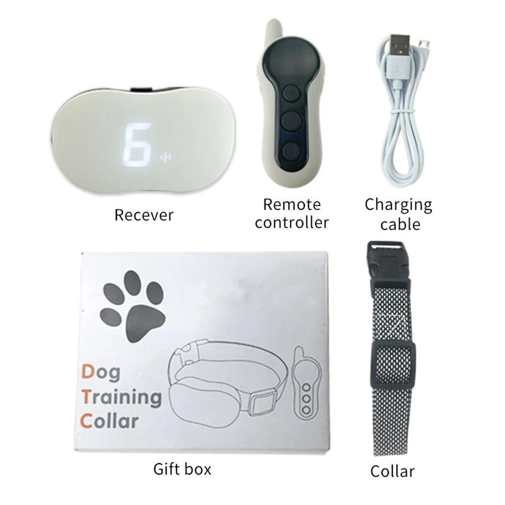 

2021 Newest Rechargeable and Waterproof 500M Range Remote Control LED Pet Dog Training Collars with Adjustable Shock/Vibration, White