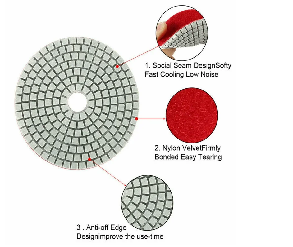 Polishing Pad Hs Code Flower Type Granite 3 Step Diamond Polishing Pads