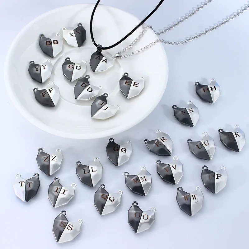 

2022 New Design Fashion 26 Letters A Pair of love Necklaces Hot Selling Wishing Stones Engraving Necklace For Women Men, Gold