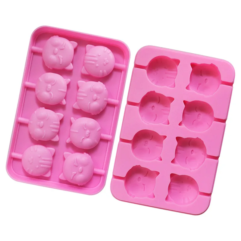 

1301 Cartoon Lollipop Mold DIY Food Grade Silicone Chocolate Baking Candy Mold, Green,pink