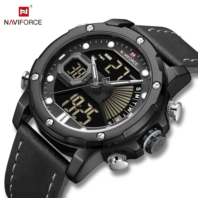 

NAVIFORCE 9172 Military Fashion Watch Men Luxury Quartz Wristwatch LCD Digital Sport Casual Clock mens Watches, Bgyb
