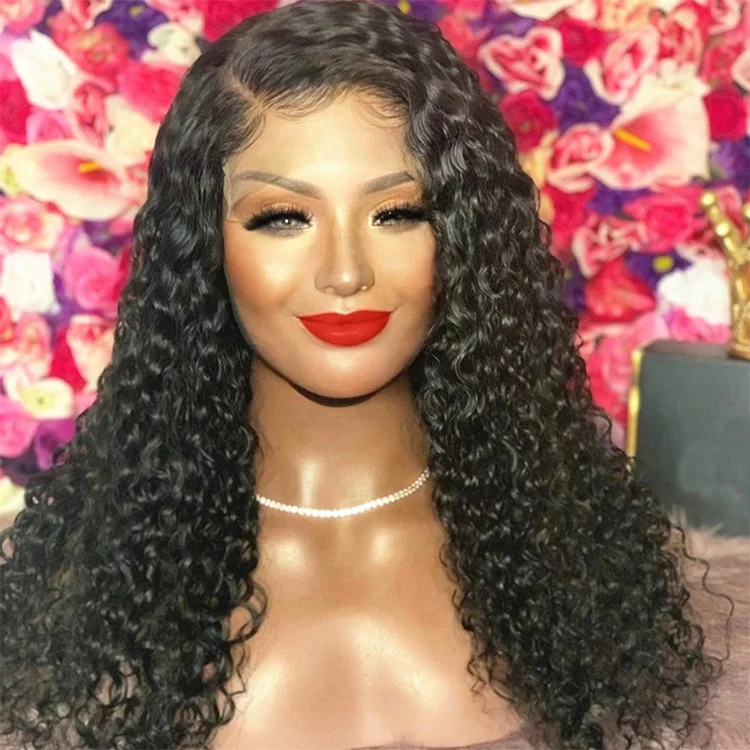 

Baby Hair Loose Deep Curly Free Part Wig Lace Bleached Knots 12A Remy Virgin Human Hair Lace Front Wigs